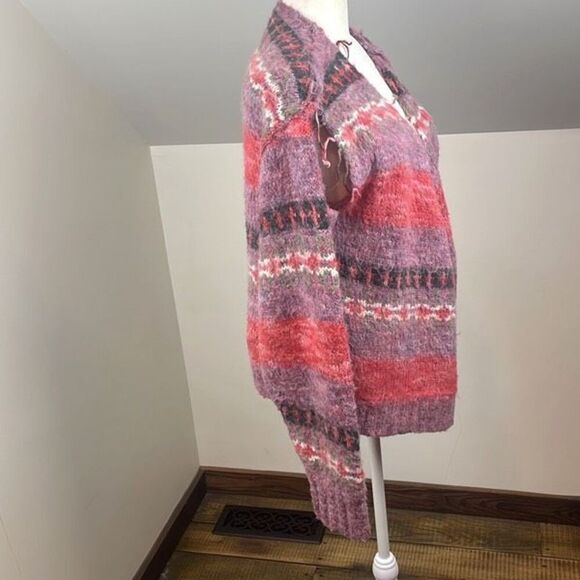 Perverze Blend Border Knit Cardigan / Pink Size F Small/Medium - Picture 6 of 11